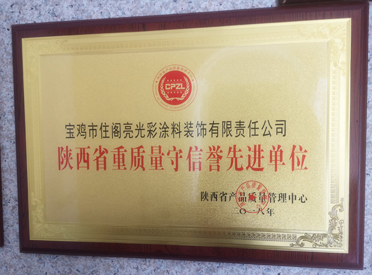 陜西省重質(zhì)量守信譽先進單位